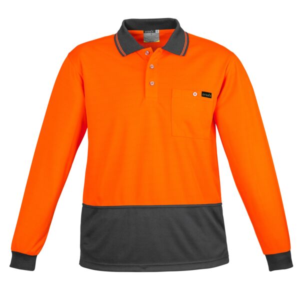 Mens Hi Vis Comfort Back Long Sleeve Polo Thumbnail