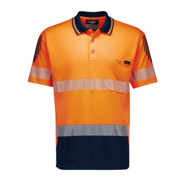 Mens Hi Vis Flux Segmented Tape Short Sleeve Polo Thumbnail